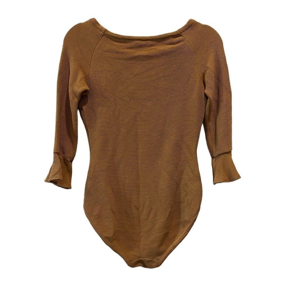 YSTR Reformation Ribbed Pull On Stretch Ruffle Sleeve Bodysuit Medium​​​​ - Picture 5 of 9